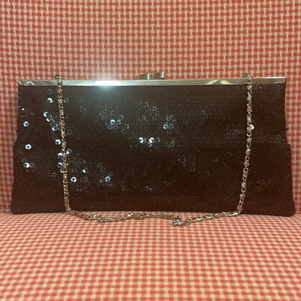 EUC ALDO Black Sequin Clutch